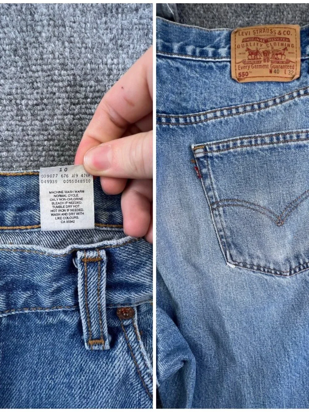 VTG Levi’s 550 Relaxed Fit Paper Tag Canada Made Blue Denim Jeans 40x32